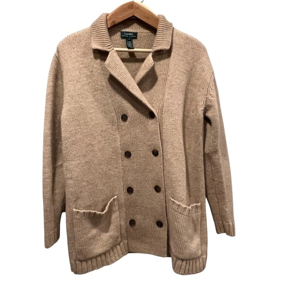Lauren Ralph Lauren Camel Hair Wool Cardigan, Tan, S - Picture 11 of 11